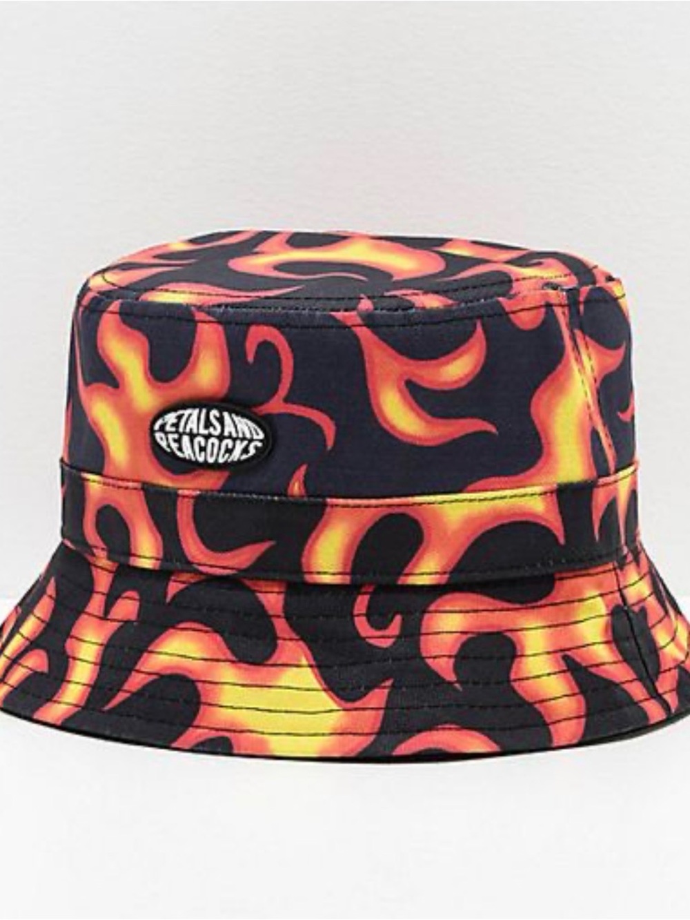 Women's Flame Print Bucket Hat - Black & Orange